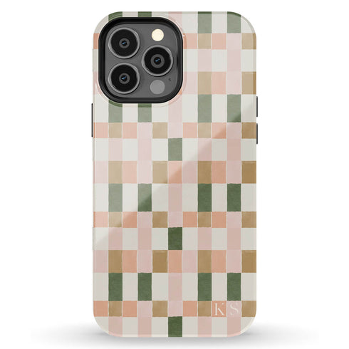 Custom Initials Tartan Plaid Checkerboard iPhone Case